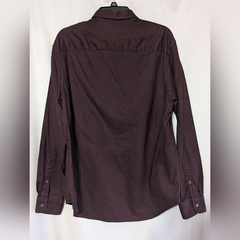 🌷Club Monaco Men's Maroon Slim Fit Long Sleeve Button-Down Shirt, L 100% Cotton - Picture 8 of 9